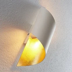 væglampe Vanni, hvid/guld, metal, højde 52 cm^Lindby Outlet