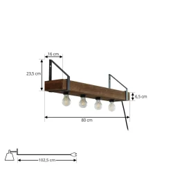 væglampe Vatana, træ, stik, USB-port, 80 cm^Lindby Sale