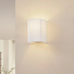 væglampe Virelle, hvid, tekstil, E27^Lindby Discount