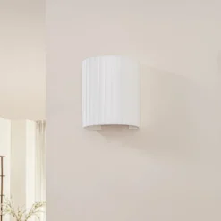 væglampe Virelle, hvid, tekstil, E27^Lindby Discount