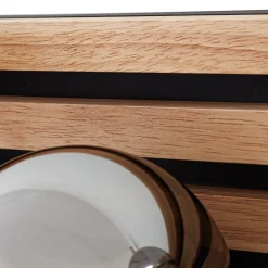 Lindby væglampe Woodora, træ, glas, røggrå, 4 lyskilder