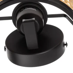 væglampe Yaelle, 20 cm høj, rattan, sort, E27^Lindby Best