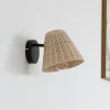 Lindby Gang|Væglamper>væglampe Zyralia, træfarvet, rattan, 19,5 cm høj