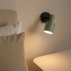 vægspot Ovelia, grøn/sort, metal, E27^Lindby Sale