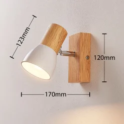 vægspot Thorin, 14 cm høj, hvid, træ, E14^Lindby Online