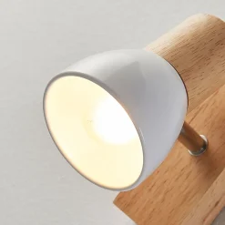 vægspot Thorin, 14 cm høj, hvid, træ, E14^Lindby Online