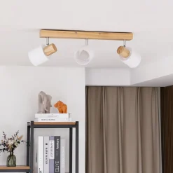 Lindby Gang|Loftlamper>Wanessa loftspot, 47 cm, 3 lyskilder, hvid, træ, E14