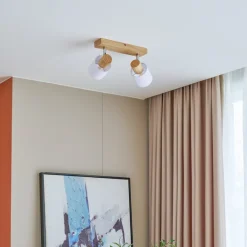 Wanessa loftspot, 39 cm, 2 lyskilder, træ, hvid, E14^Lindby New