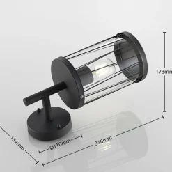 Lindby Yonan udendørs væglampe, rund mørkegrå, E27