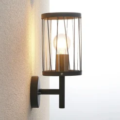 Lindby Yonan udendørs væglampe, rund mørkegrå, E27