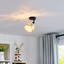 Youstin loftspot, Ø 12,5 cm, bambus, E14^Lindby