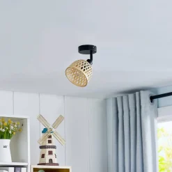 Youstin loftspot, Ø 12,5 cm, bambus, E14^Lindby