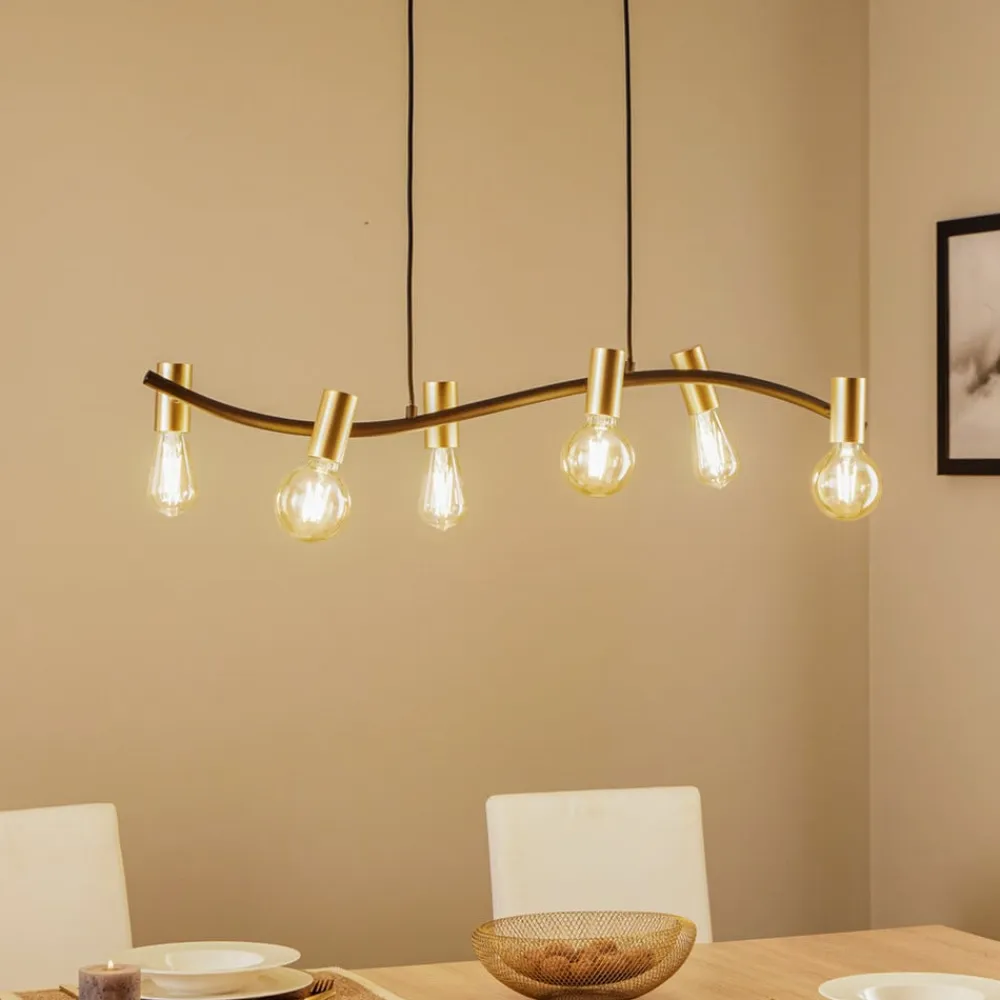 Lindby -pendel Anito, sort/guld, metal, 100 cm, E27