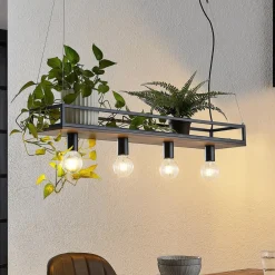 -pendel Kirista, 4-lys, sort, træ, 100 cm^Lindby