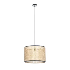 Lindby -pendel Yaelle, Ø 40 cm, rattan, sort, E27