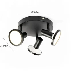 -spot Ilda, 3-lys, Ø 20 cm, sort, jern^Lindby Online
