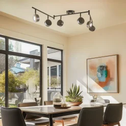 Lindby Arbejdsrum/Kontor>-spot Jyla, sort, 4.000 K, 6-lys, GX53