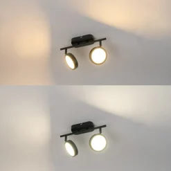 Lindby -spot Neros, sort, 2-lys, 31,5 cm, CCT, jern