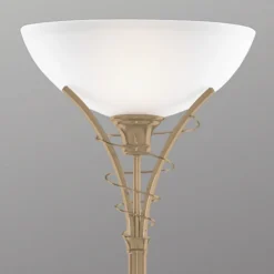 Searchlight LINEAS tidløs gulvlampe, patineret messing