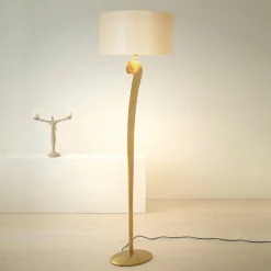Lino gulvlampe, guldfarvet/ecru, højde 160 cm, jern^Holländer Sale