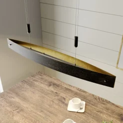 Lucande Pendellamper>Lio sort LED-hængelampe med gulddekor