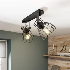 TK Lighting Loftlamper>Loftlampe Alano, sort, 2 lyskilder