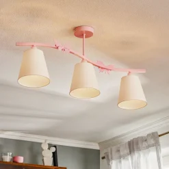 Loftlampe Alice, pink, tre hvide stofskærme^Eko-Light Discount