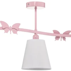 Loftlampe Alice, pink, tre hvide stofskærme^Eko-Light Discount
