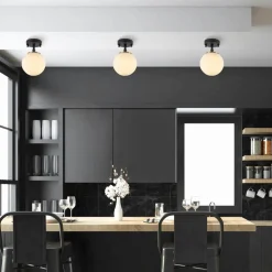 Loftlampe Atmaca, 1 lyskilde, sort, glas, Ø 15 cm^Opviq Clearance