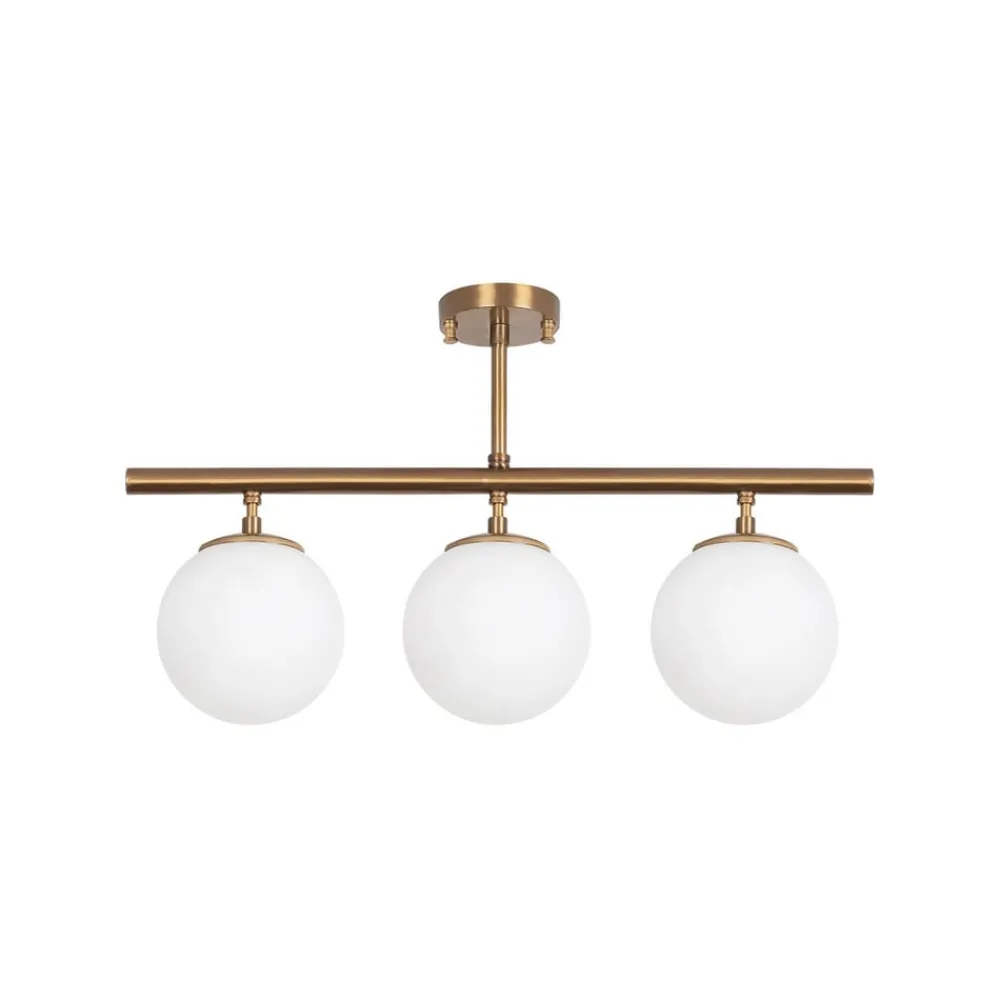 Opviq Gang|Loftlamper>Loftlampe Atmaca, 3 lyskilder, antik guld, glas, 60 cm