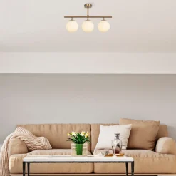 Opviq Gang|Loftlamper>Loftlampe Atmaca, 3 lyskilder, antik guld, glas, 60 cm