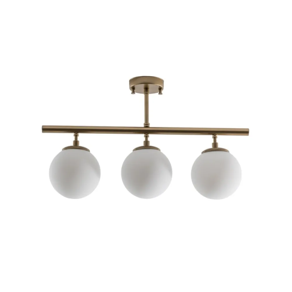 Opviq Gang|Loftlamper>Loftlampe Atmaca, 3 lyskilder, antik guld, glas, 60 cm