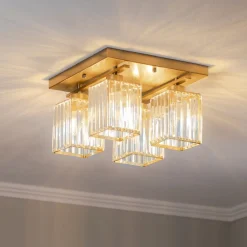 Avonni Loftlampe AV-1795-4E 4 lyskilder, kvadratisk, antik guld