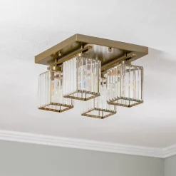 Avonni Loftlampe AV-1795-4E 4 lyskilder, kvadratisk, antik guld