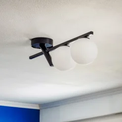 SIGMA Loftlamper>Loftlampe Baleo, sort/opal, 2 lyskilder