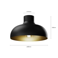 Loftlampe Basca, udvendig sort, indvendig guld^Luminex Online