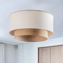 Duolla Loftlampe Boho, Ø 60 cm, ecru/jute