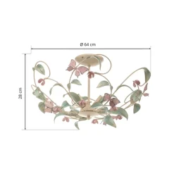 Luminex Loftlampe BUTTERFLY, creme/grøn/rosa, stål, 3 lyskilder