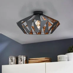 EGLO Loftlampe Carlton, Ø 47 cm, sort/kobber
