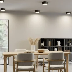 TEMAR LIGHTING Loftlamper|Loftlamper>Loftlampe Cleo, Ø 20 cm, IP20, sort, metal, E27