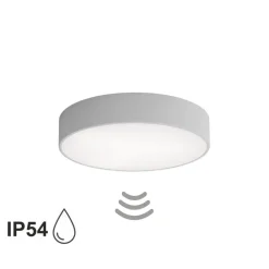 TEMAR LIGHTING Loftlampe Cleo 400, grå, sensor, IP54, Ø 40 cm, metal