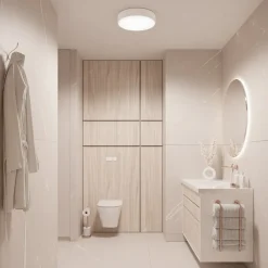 TEMAR LIGHTING Loftlampe Cleo 500, hvid, sensor, IP54, Ø 50 cm, metal