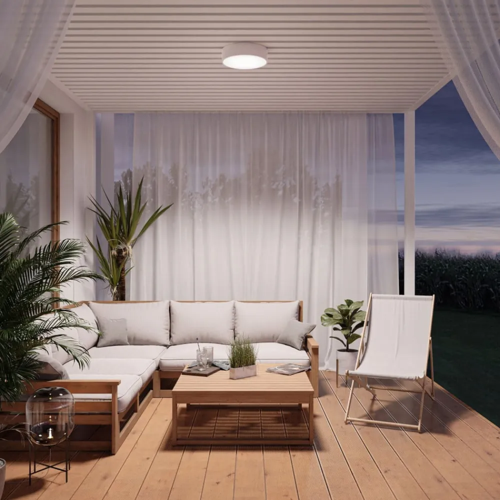 TEMAR LIGHTING Loftlamper>Loftlampe Cleo 400, hvid, sensor, IP54, Ø 40 cm, metal