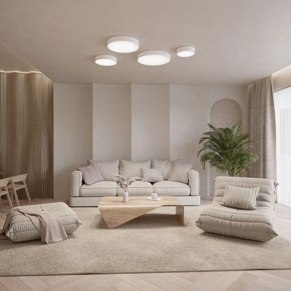 TEMAR LIGHTING Loftlamper>Loftlampe Cleo 400, hvid, sensor, IP54, Ø 40 cm, metal