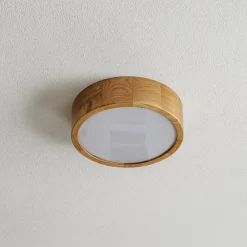 TEMAR LIGHTING Loftlampe Cleo DR275, IP54, Ø 27,5 cm, egetræ, E27