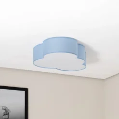 Børn TK Lighting Loftlampe Cloud, blå, 63 cm lang, tekstil, sky, E27