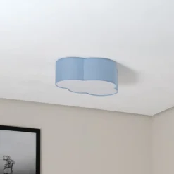 Loftlampe Cloud, blå, 43 cm lang, tekstil, sky, E27^TK Lighting New