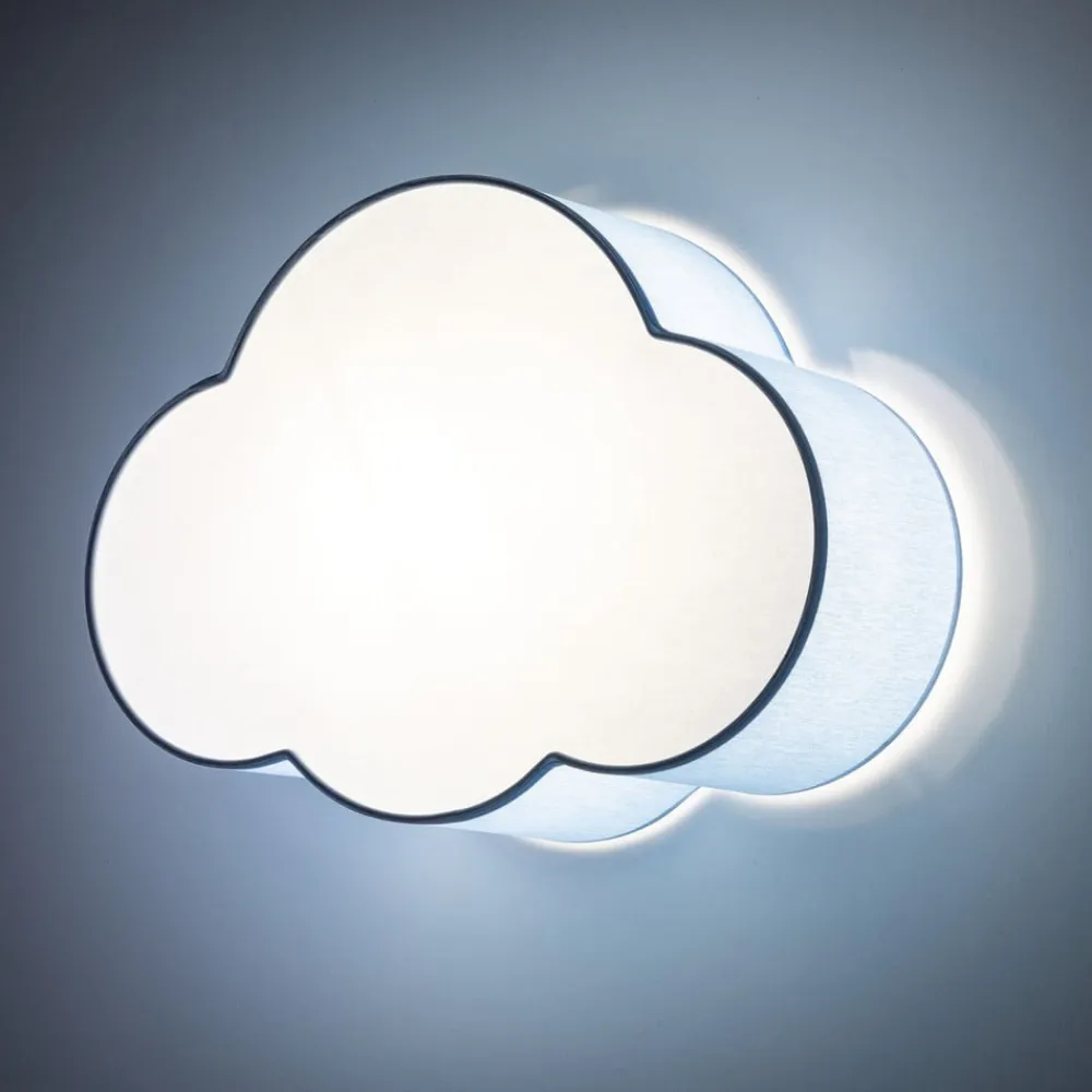 Loftlampe Cloud, blå, 43 cm lang, tekstil, sky, E27^TK Lighting New
