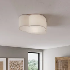 Børn TK Lighting Loftlampe Cloud i tekstil, længde 41 cm, grå