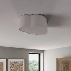 Børn TK Lighting Loftlampe Cloud i tekstil, længde 41 cm, grå